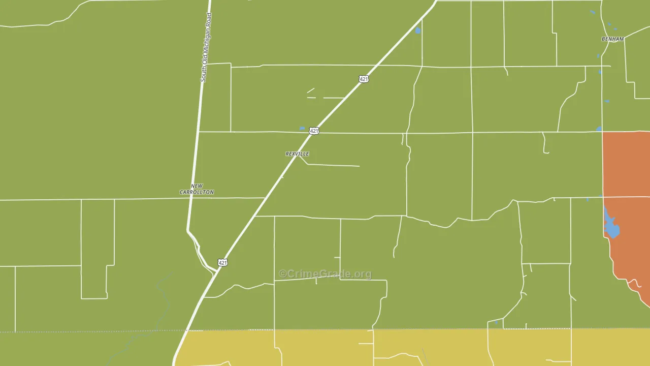 Rexville, IN Map of Burglary Rates