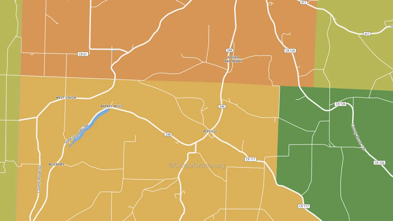 Rexville, NY Map of Burglary Rates