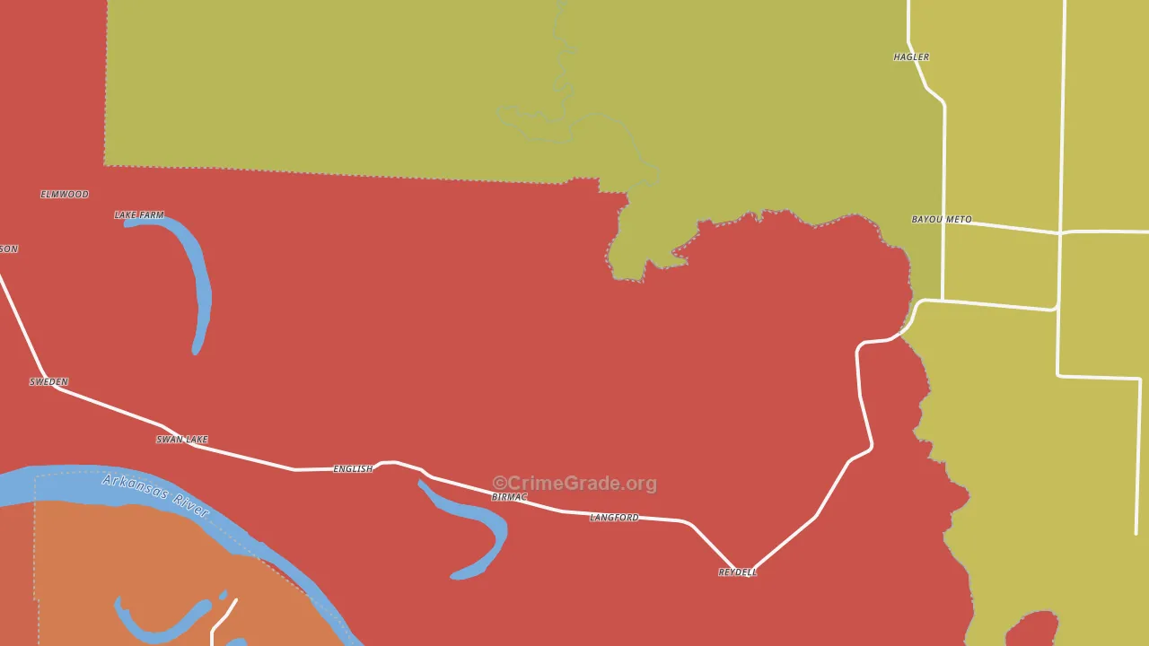 Reydell, AR Map of Burglary Rates