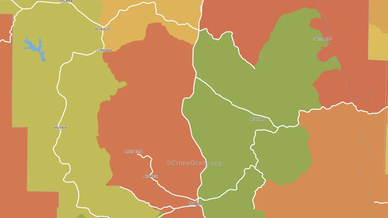 Reynolds County, MO Map of Burglary Rates
