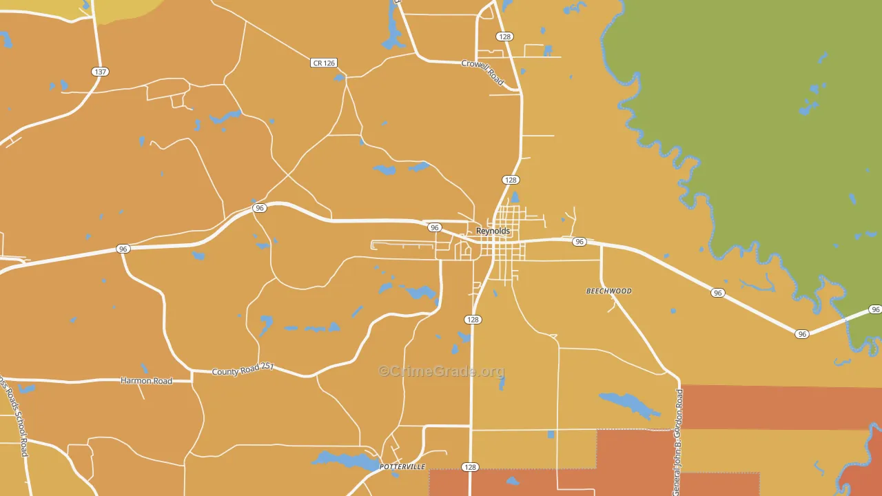 Reynolds, GA Map of Burglary Rates