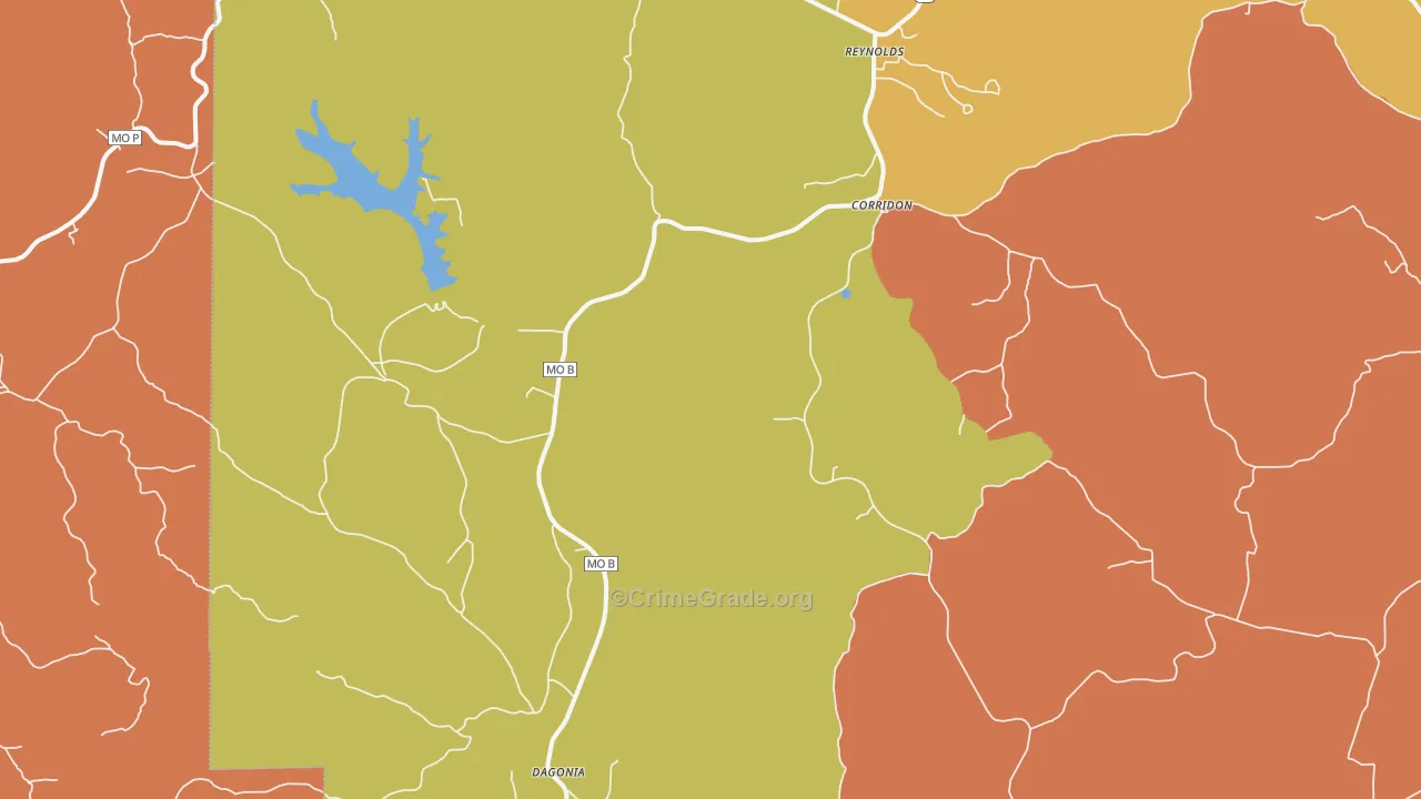 Reynolds, MO Map of Burglary Rates