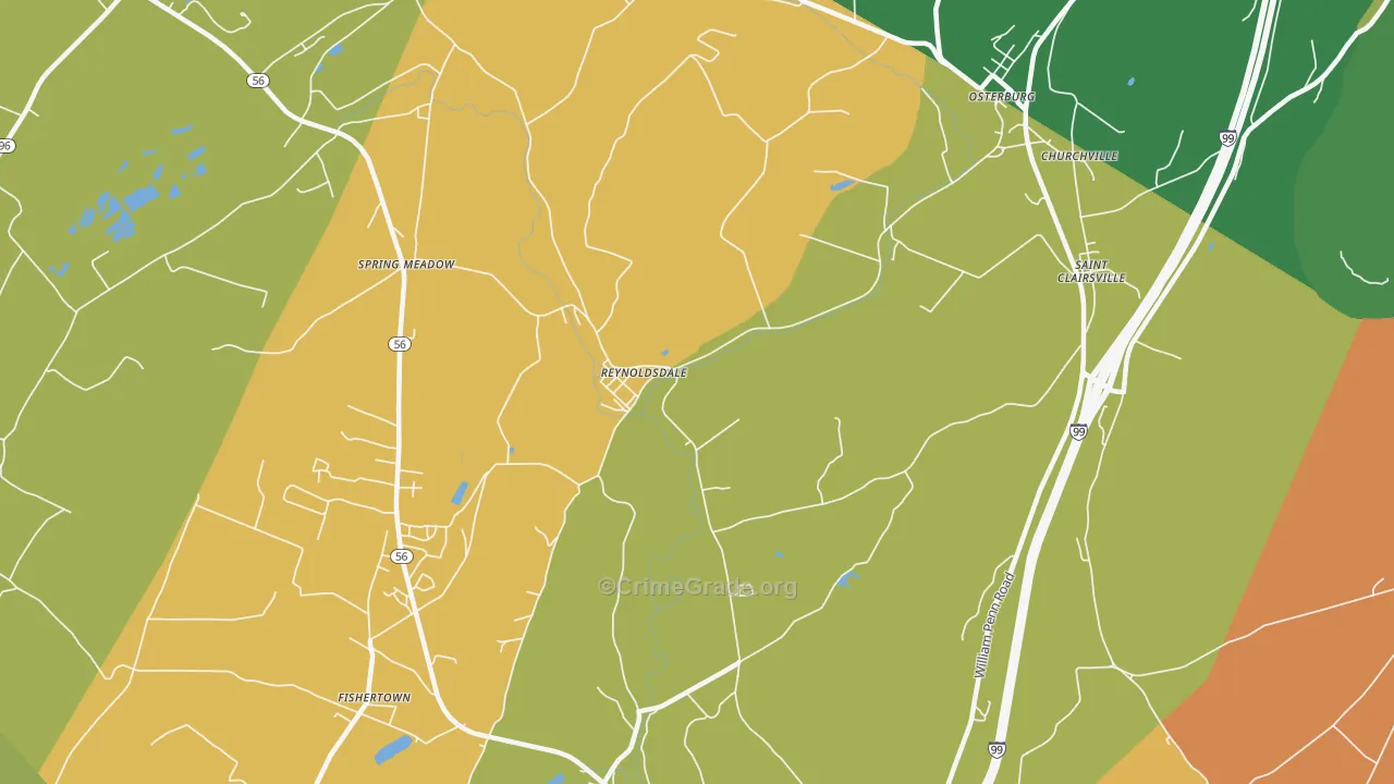 Reynoldsdale, PA Map of Burglary Rates