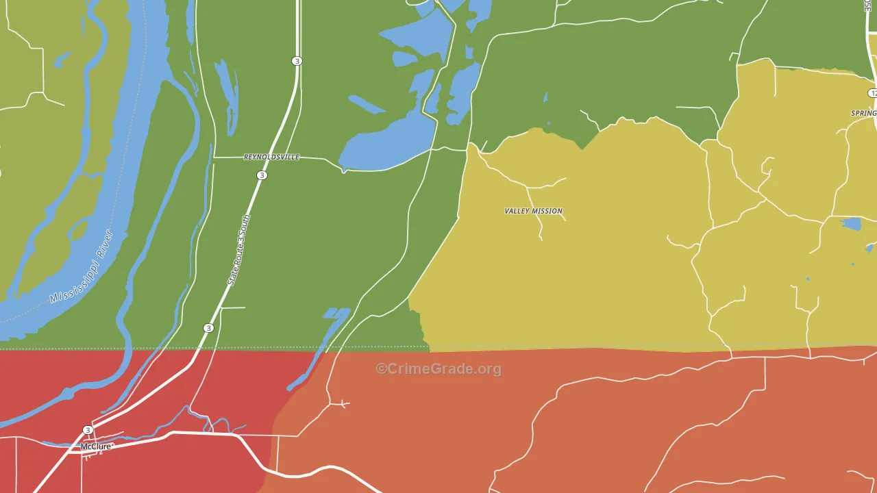 Reynoldsville, IL Map of Burglary Rates