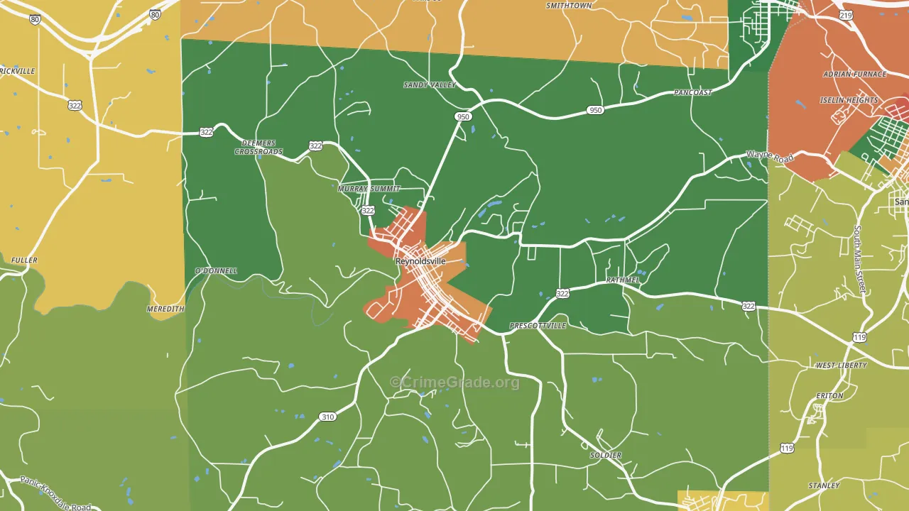 Reynoldsville, PA Map of Burglary Rates