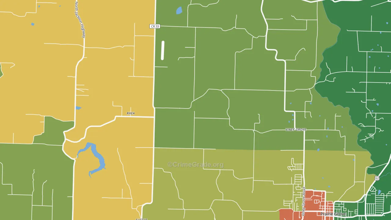 Rhea, AR Map of Burglary Rates