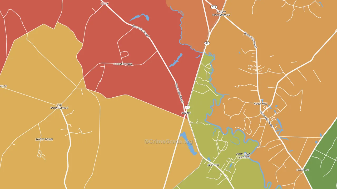 Rhems, SC Map of Burglary Rates