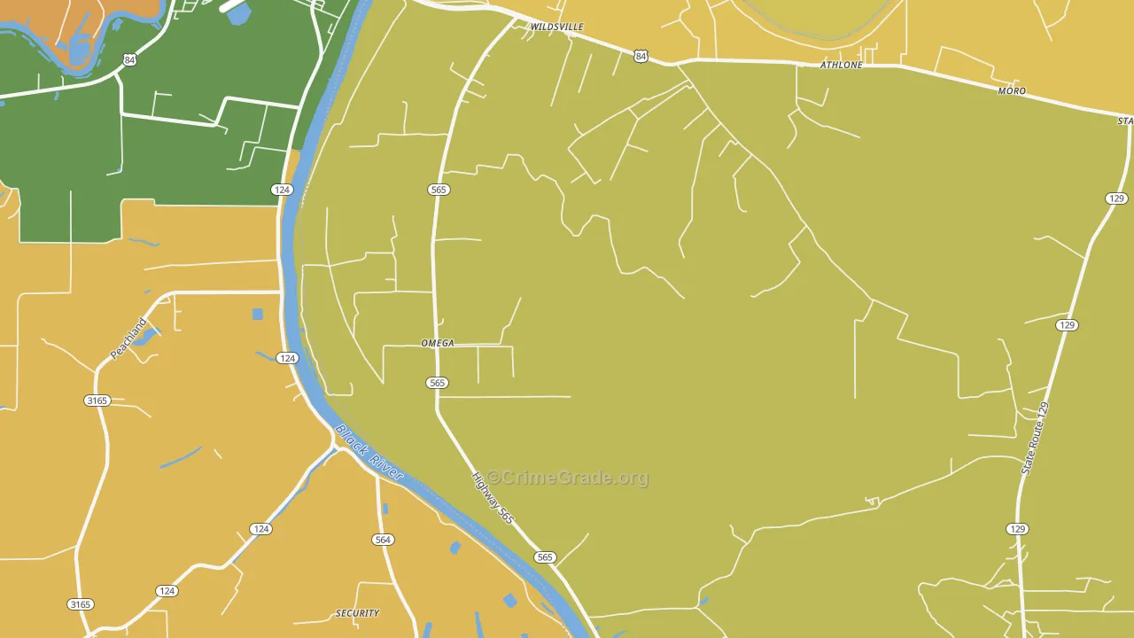 Rhinehart, LA Map of Burglary Rates