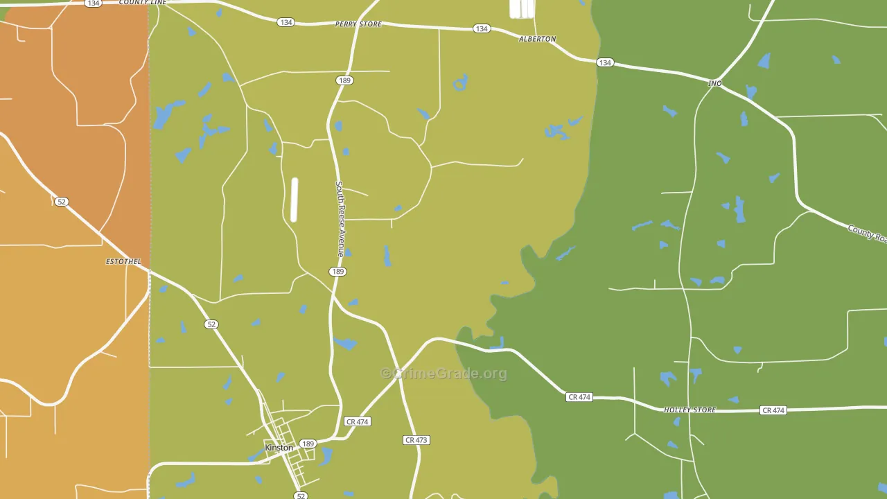Rhoades, AL Map of Burglary Rates