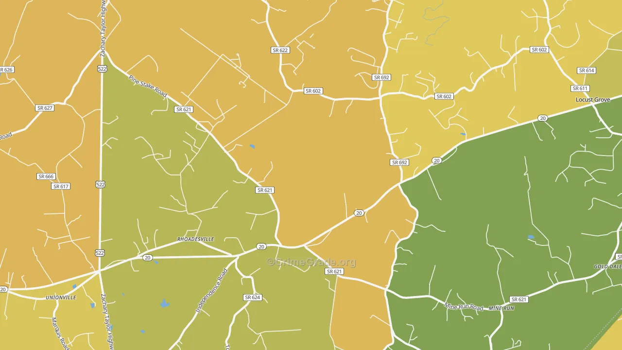 Rhoadesville, VA Map of Burglary Rates