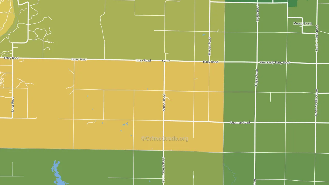 Rhodes, MI Map of Burglary Rates