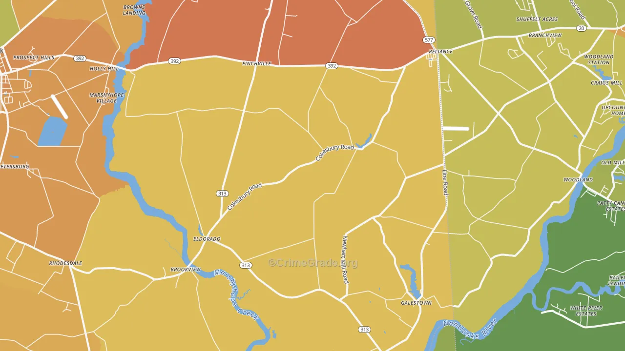 Rhodesdale, MD Map of Burglary Rates