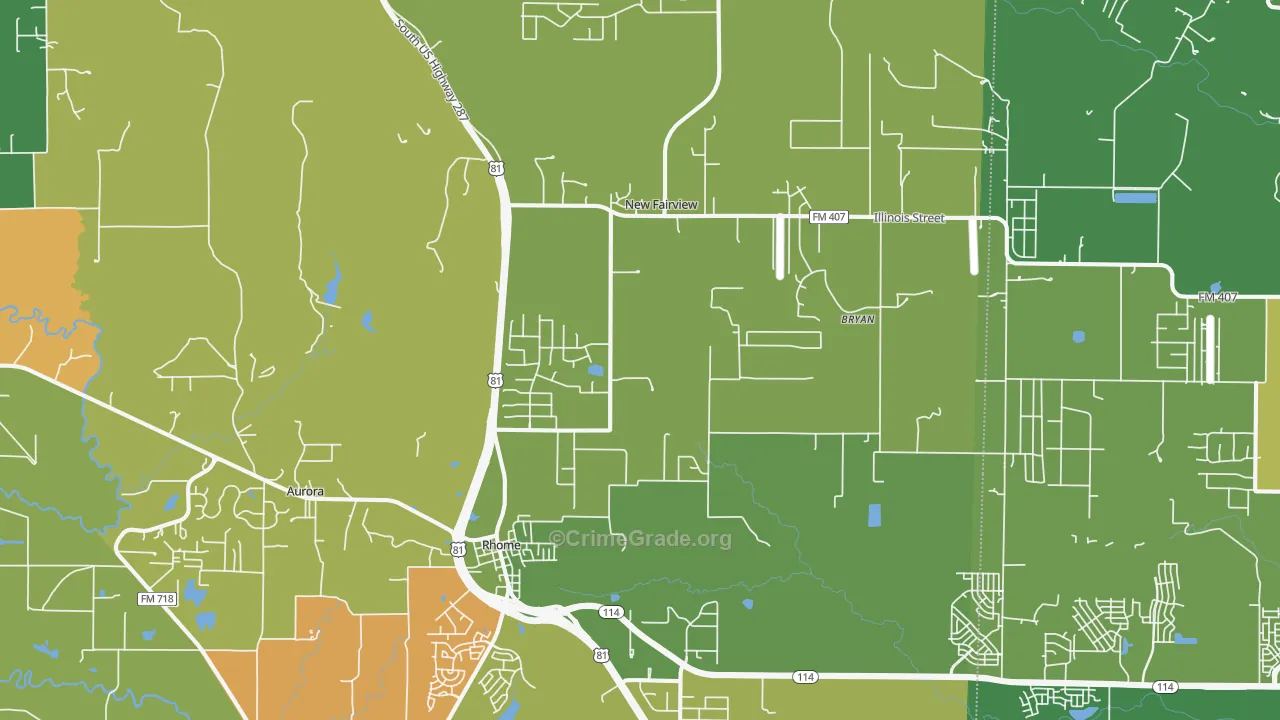 Rhome, TX Map of Burglary Rates