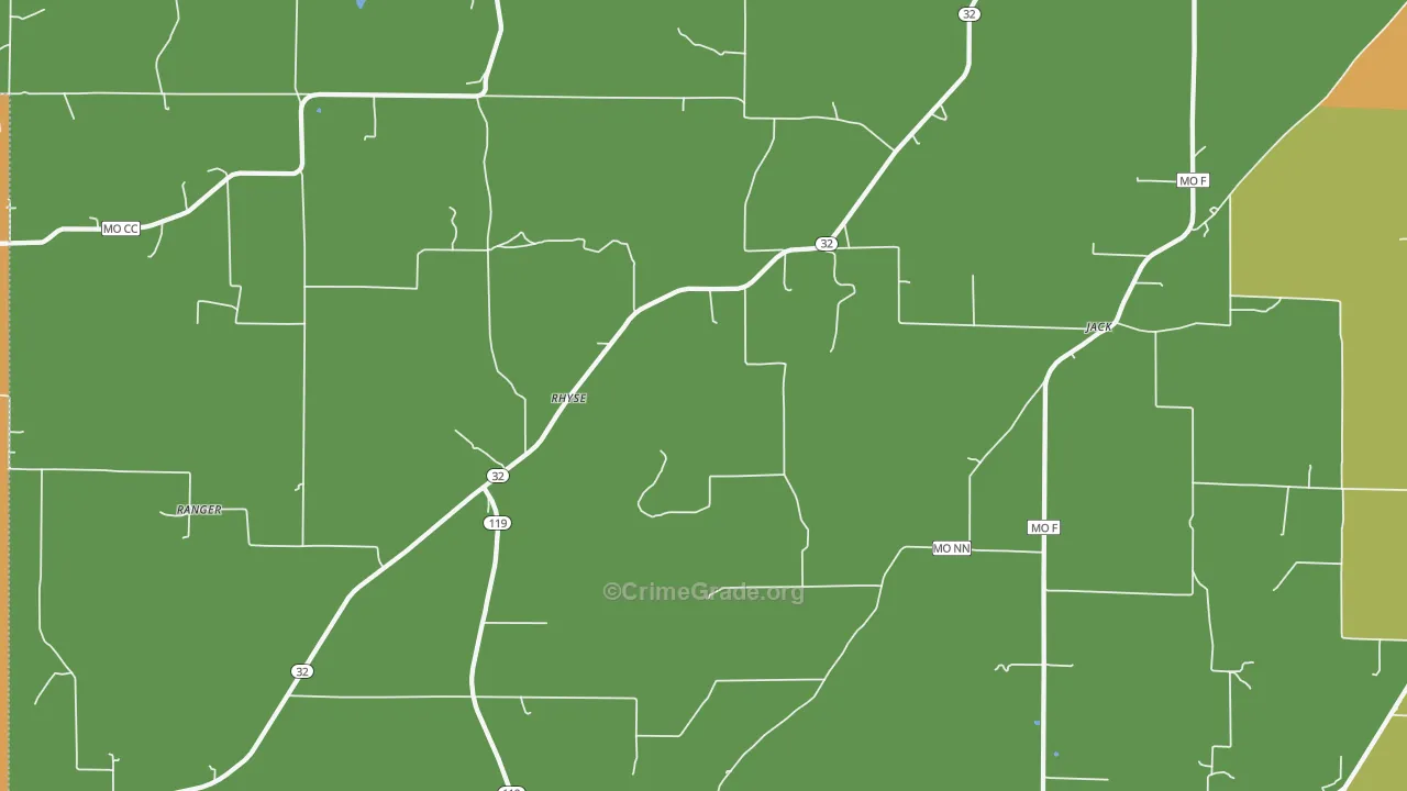 Rhyse, MO Map of Burglary Rates