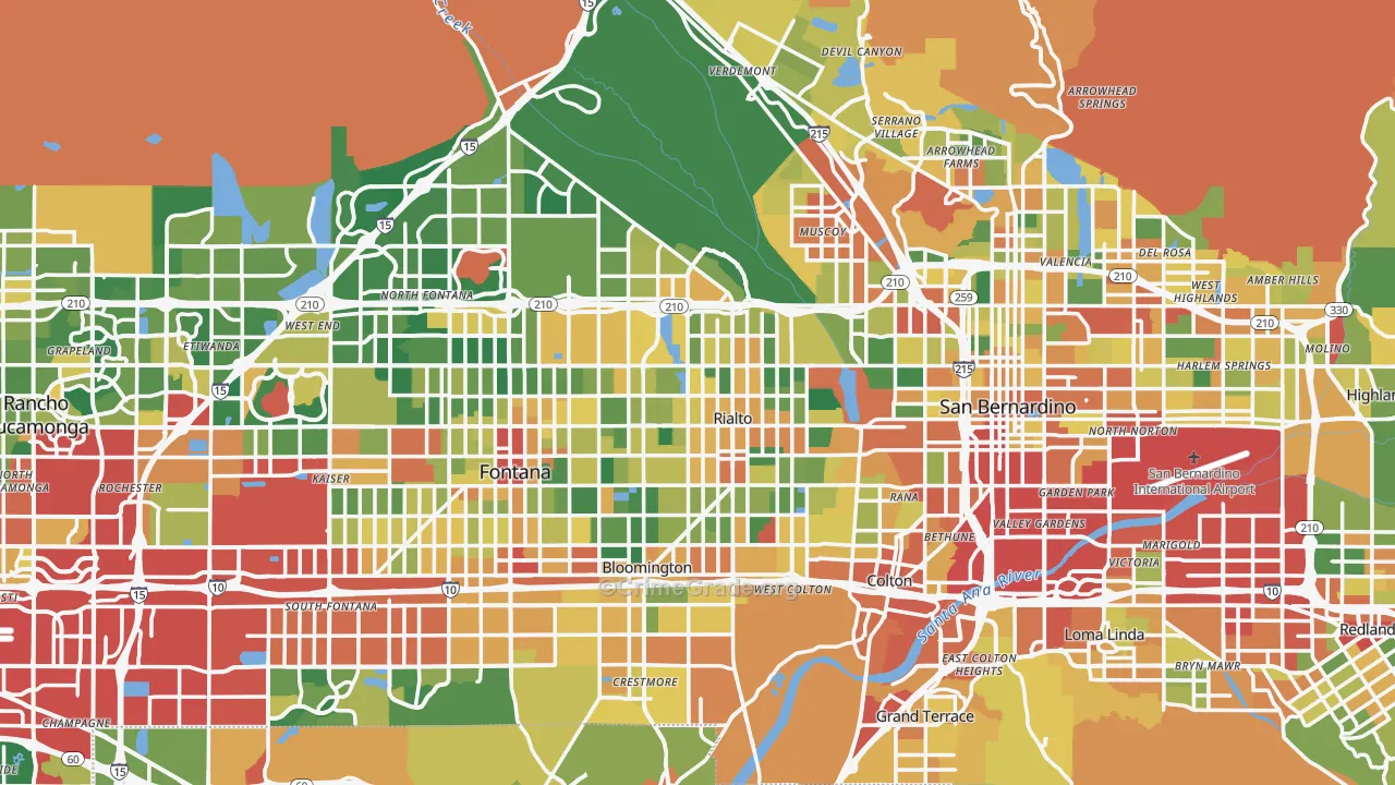 Rialto, CA Map of Burglary Rates
