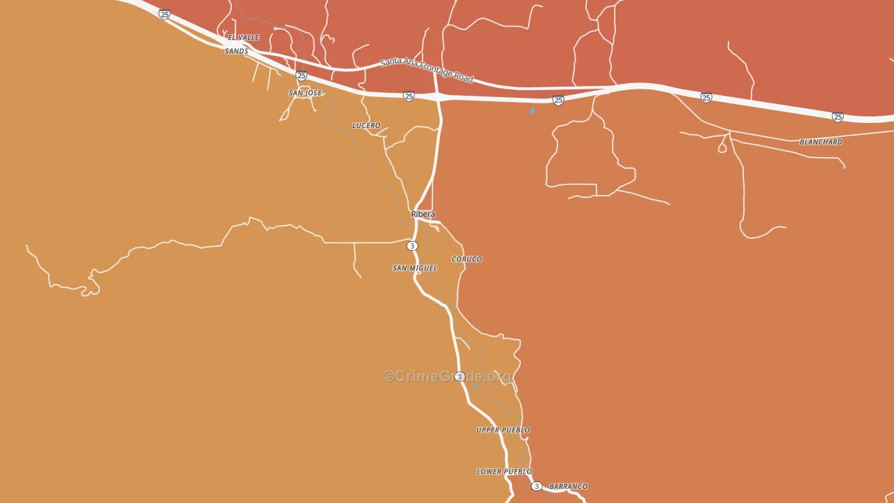 Ribera, NM Map of Burglary Rates