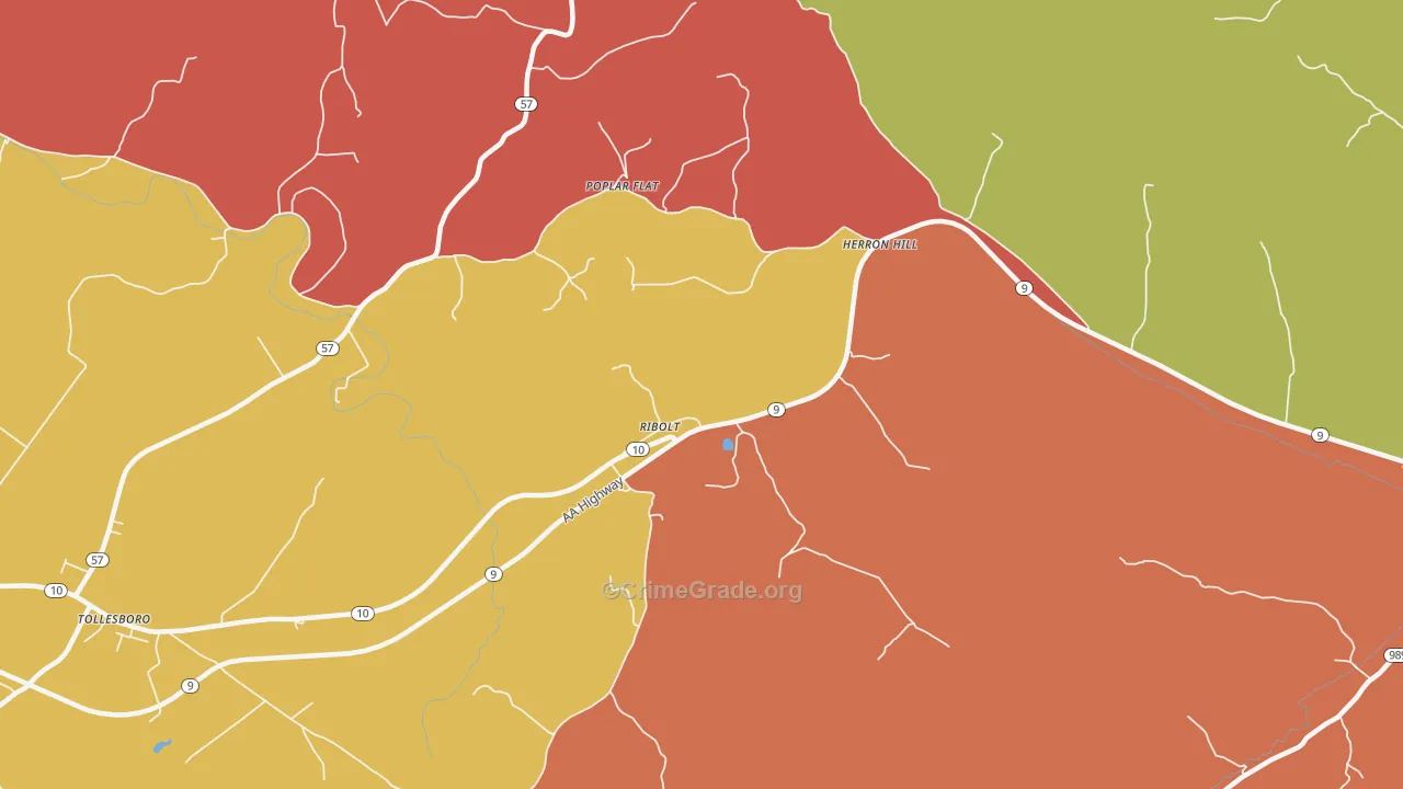 Ribolt, KY Map of Burglary Rates