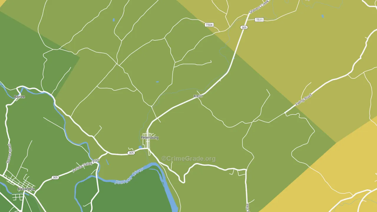 Ribot, PA Map of Burglary Rates