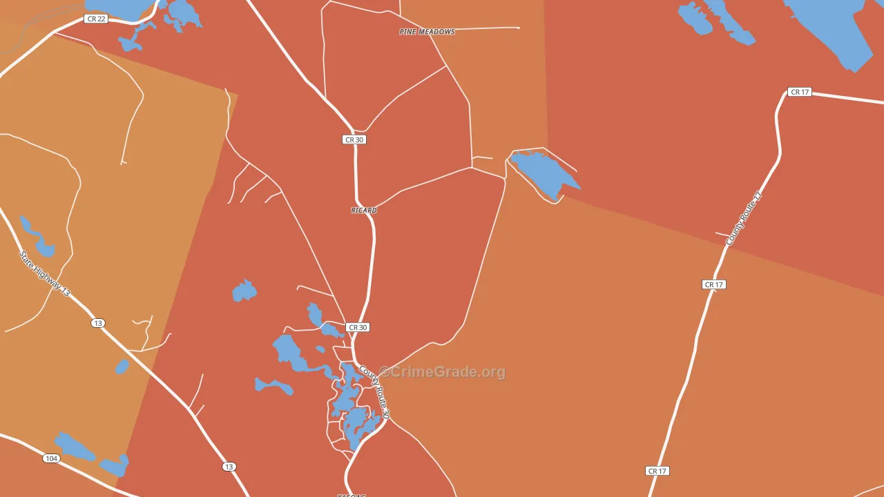 Ricard, NY Map of Burglary Rates