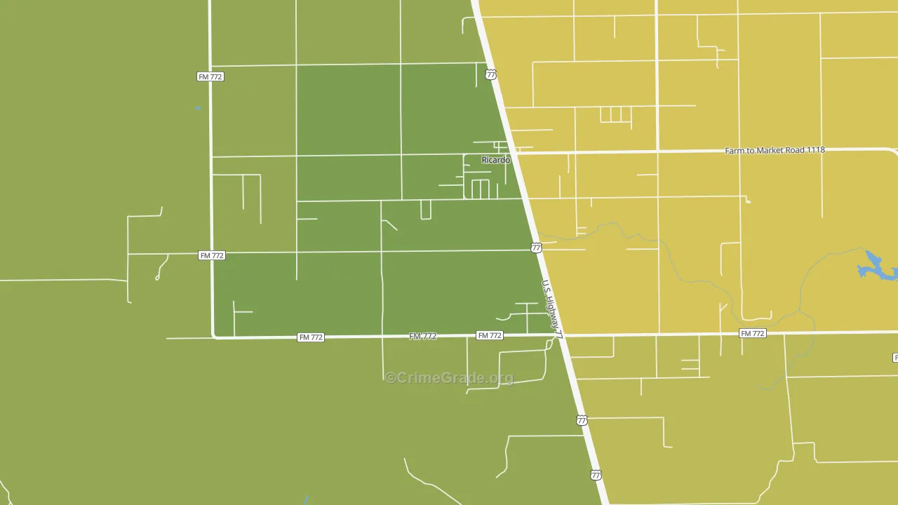 Ricardo, TX Map of Burglary Rates
