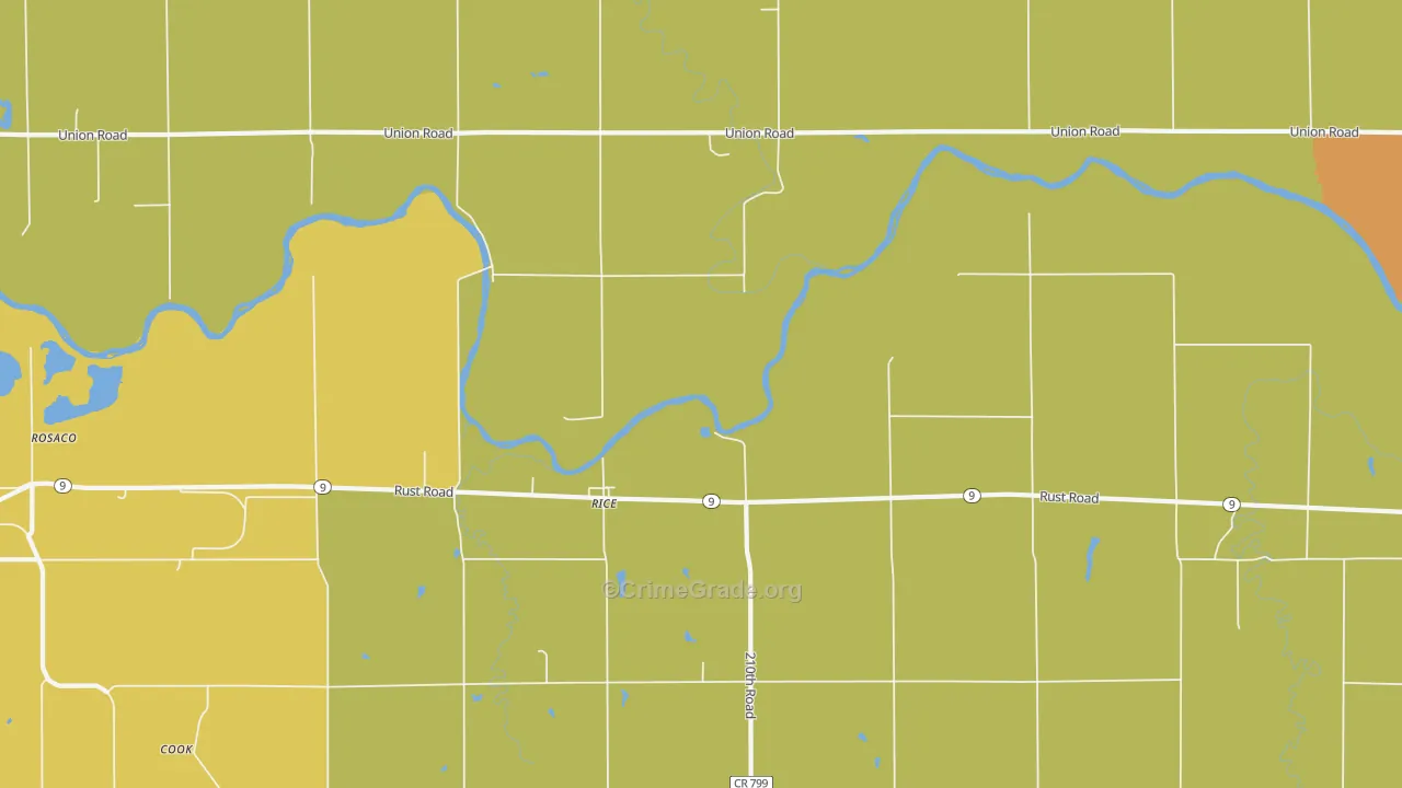 Rice, KS Map of Burglary Rates