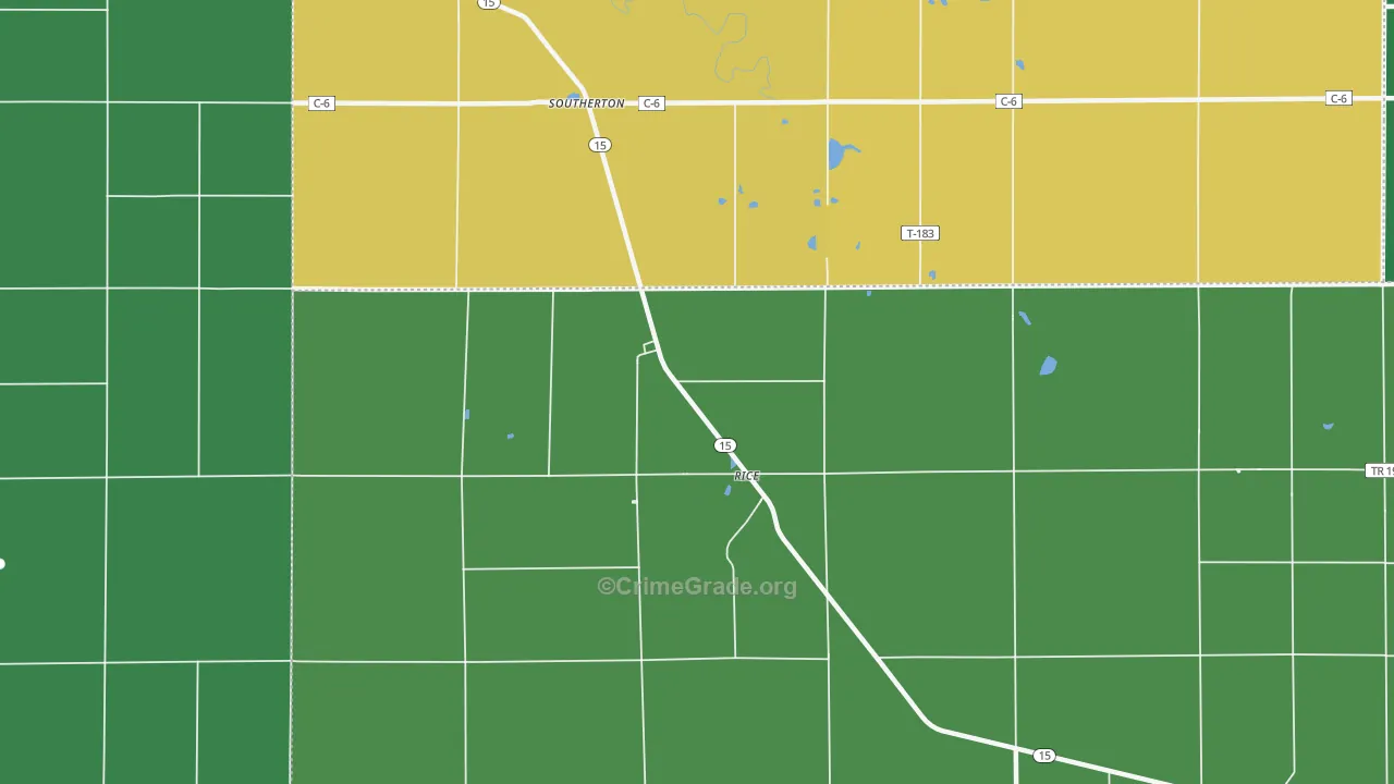 Rice, OH Map of Burglary Rates