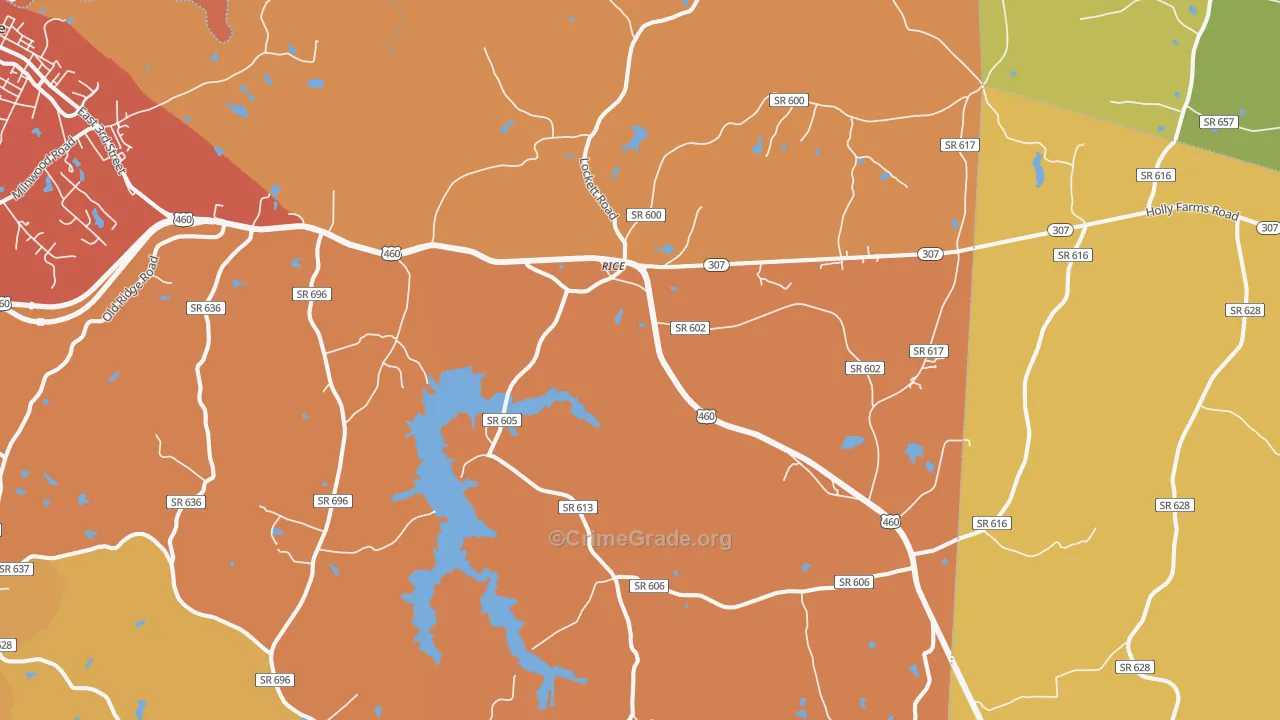 Rice, VA Map of Burglary Rates