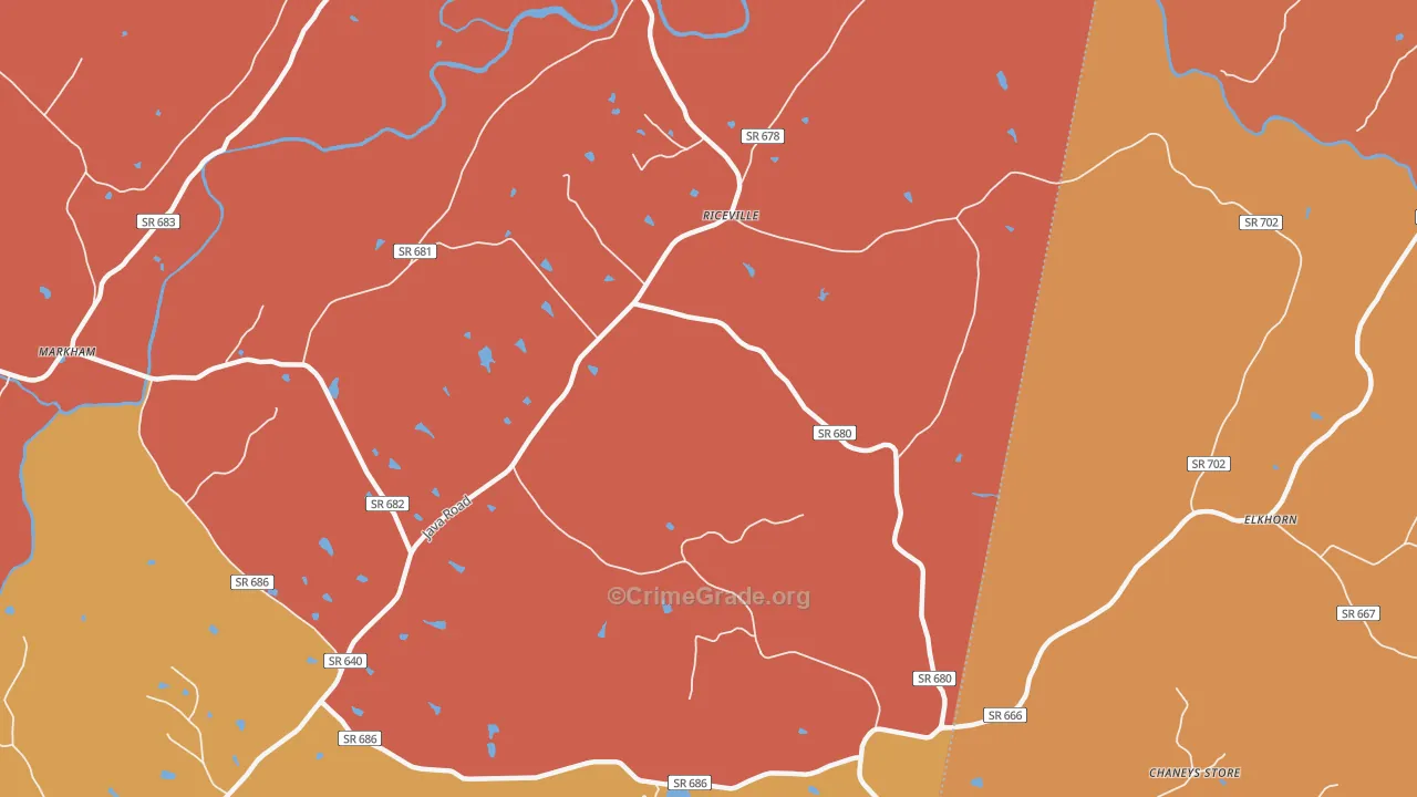 Riceville, VA Map of Burglary Rates