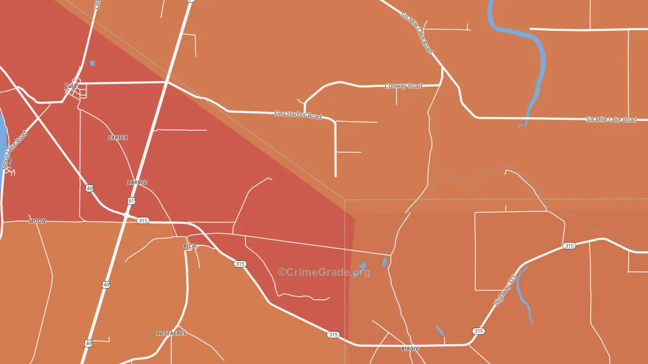 Rich, MS Map of Burglary Rates