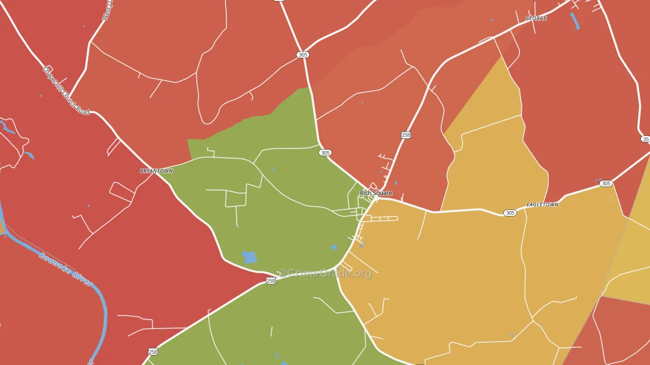 Rich Square, NC Map of Burglary Rates