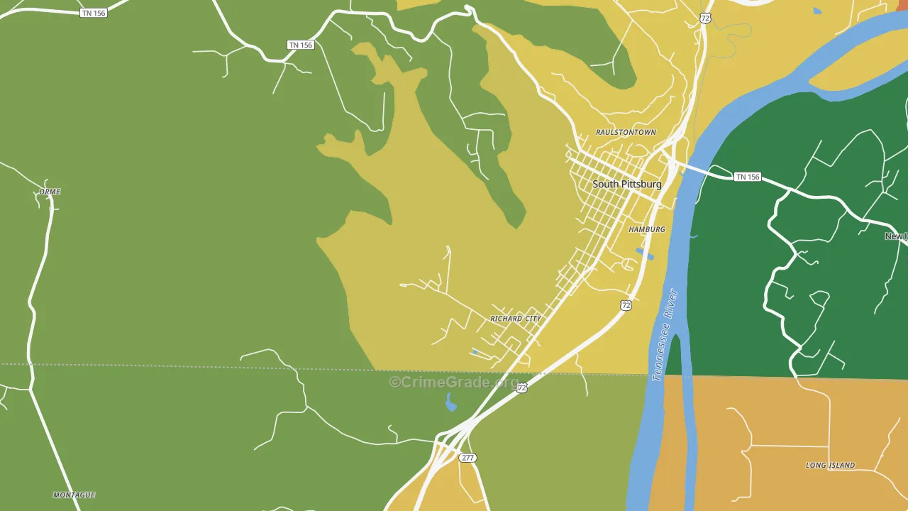 Richard City, TN Map of Burglary Rates