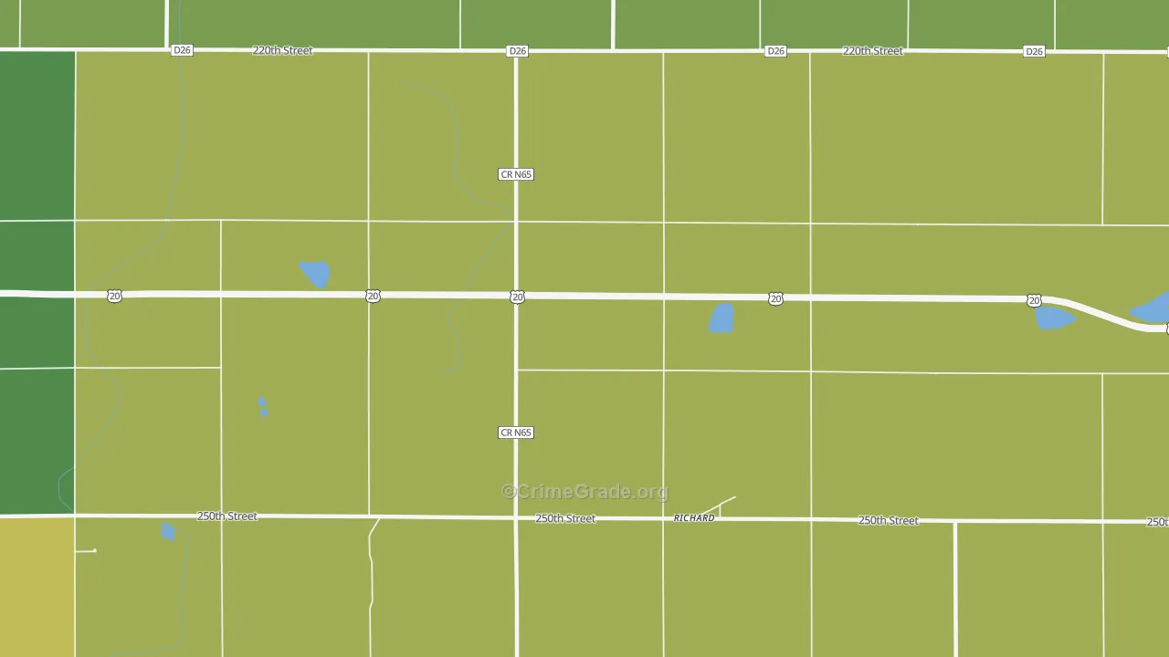 Richard, IA Map of Burglary Rates
