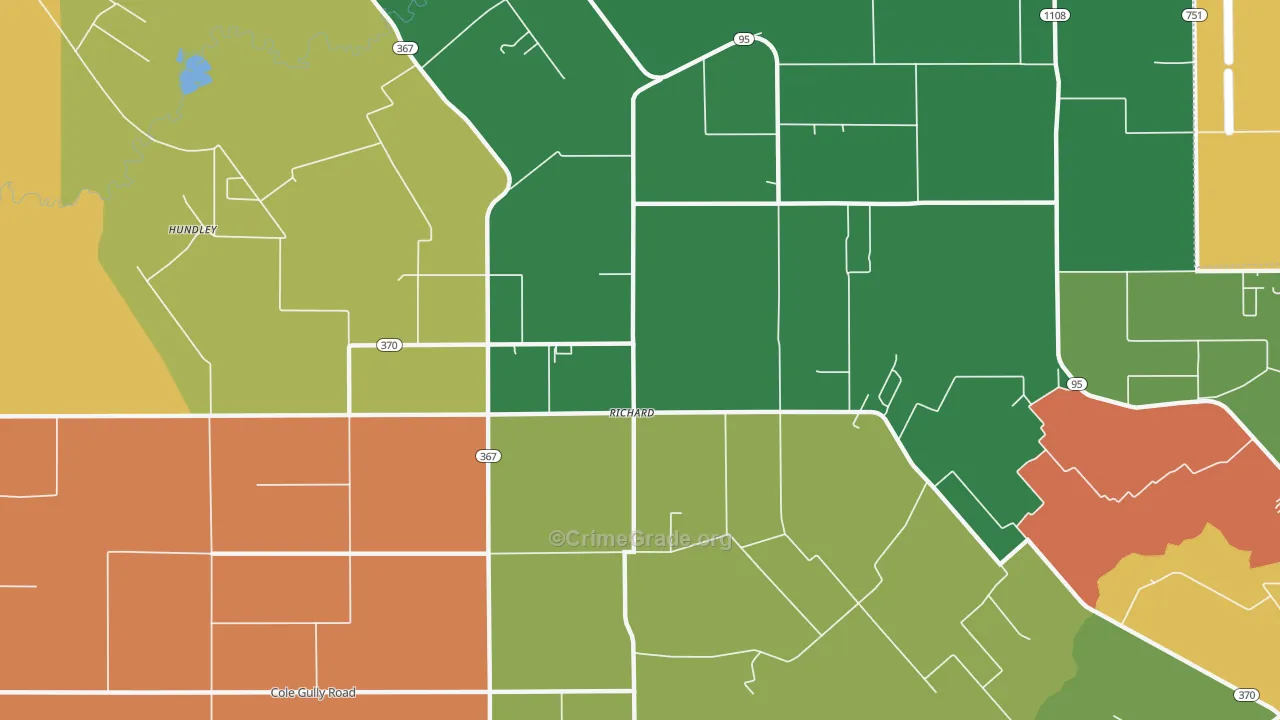 Richard, LA Map of Burglary Rates