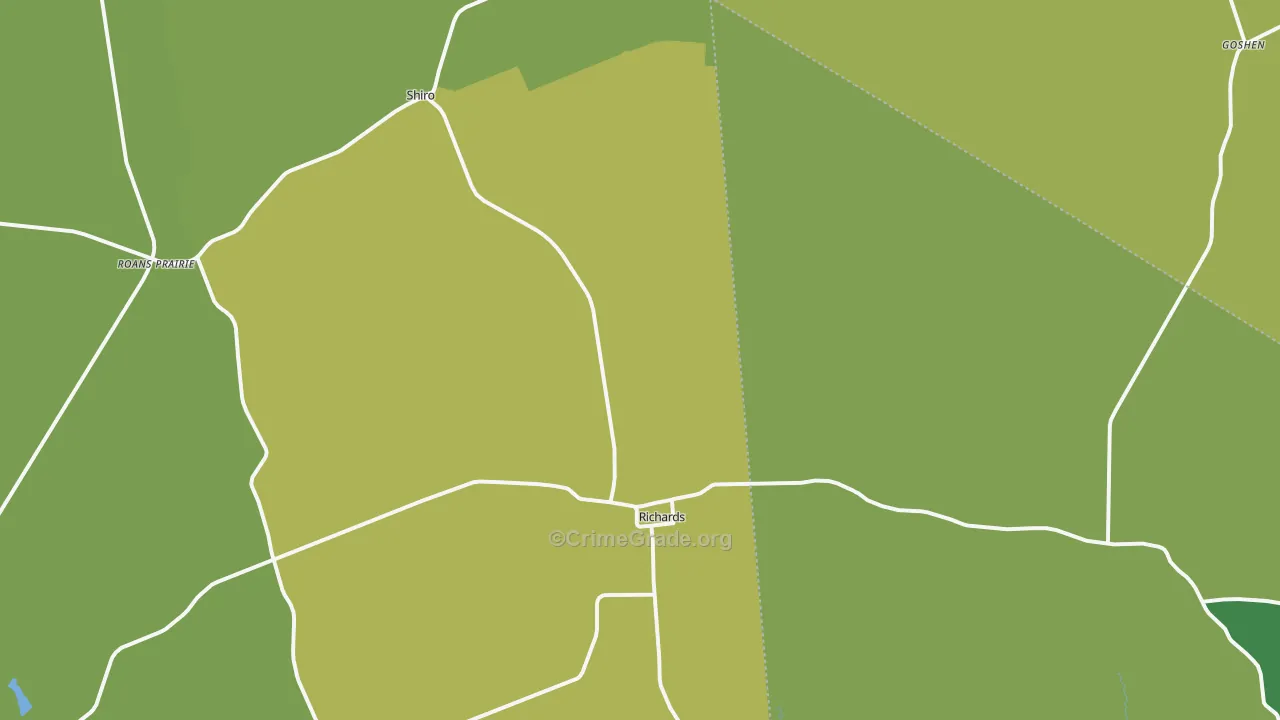 Richards, TX Map of Burglary Rates