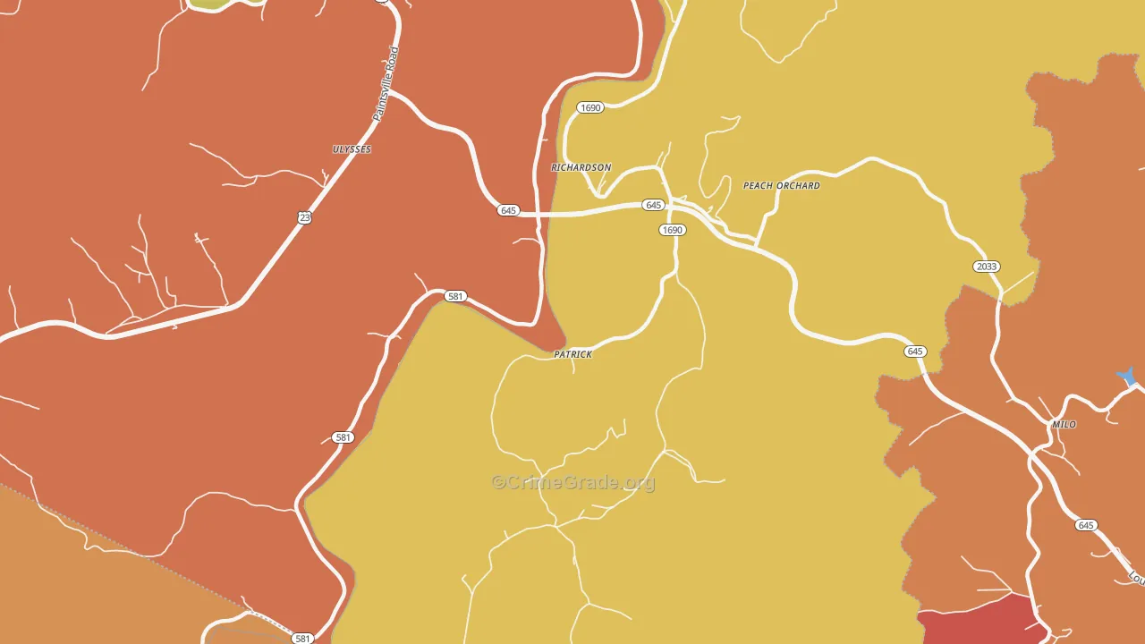 Richardson, KY Map of Burglary Rates