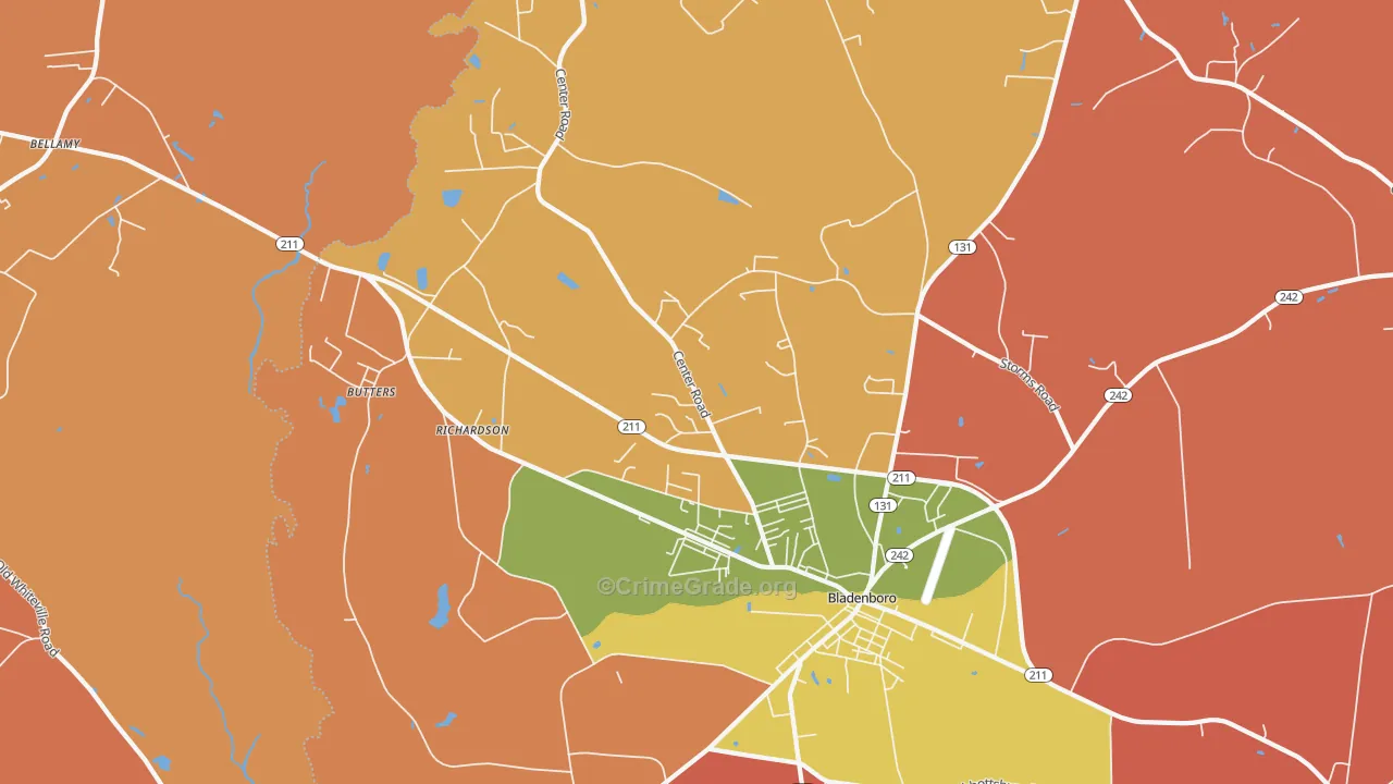 Richardson, NC Map of Burglary Rates