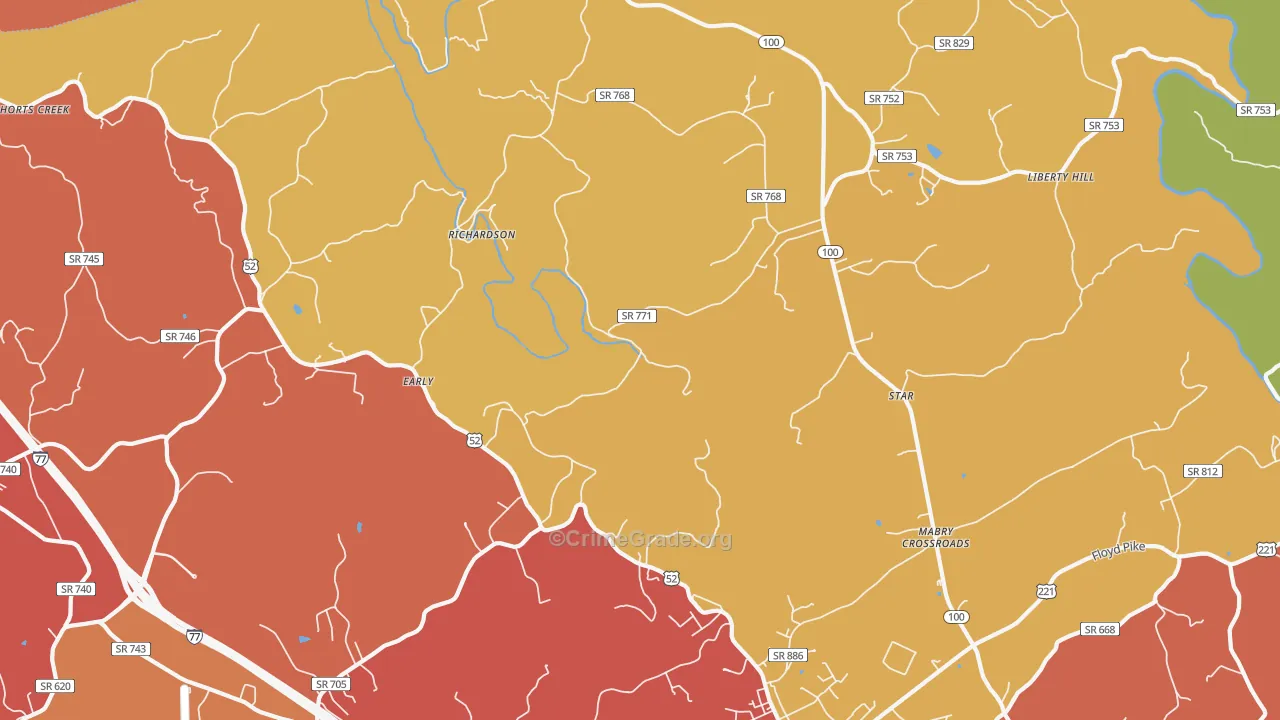 Richardson, VA Map of Burglary Rates