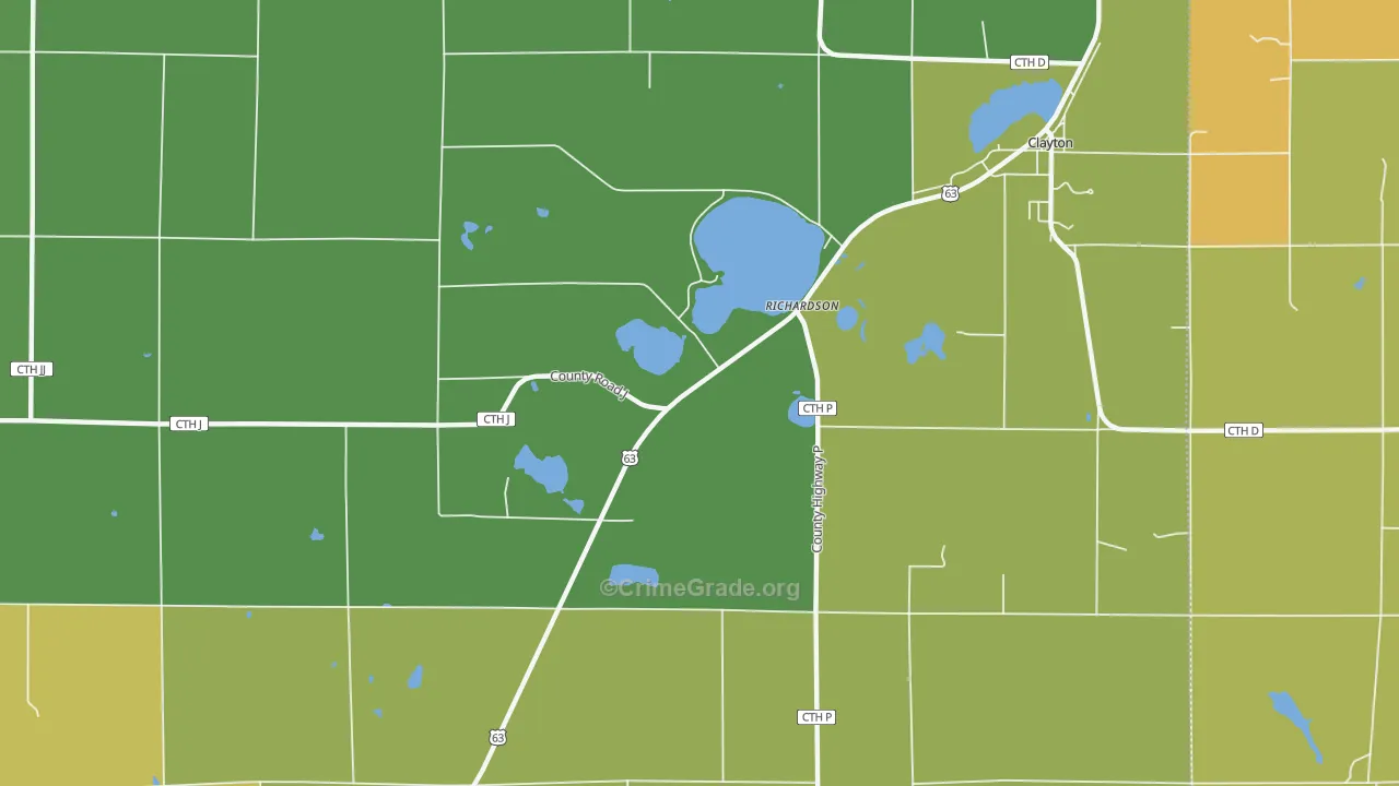 Richardson, WI Map of Burglary Rates