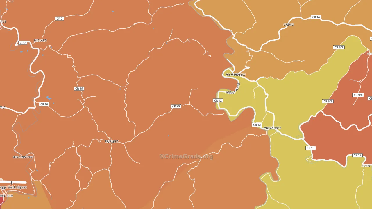 Richardson, WV Map of Burglary Rates
