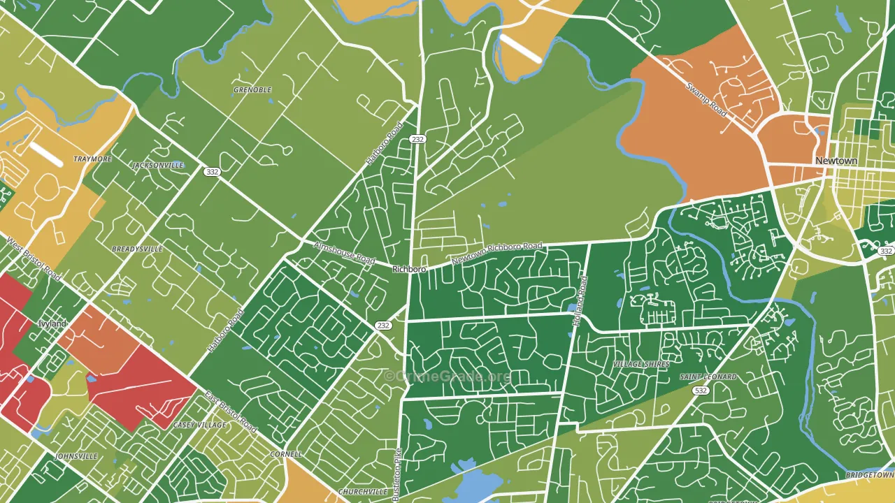 Richboro, PA Map of Burglary Rates
