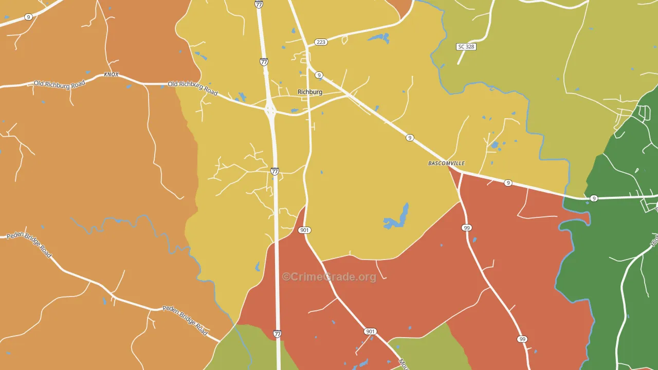Richburg, SC Map of Burglary Rates