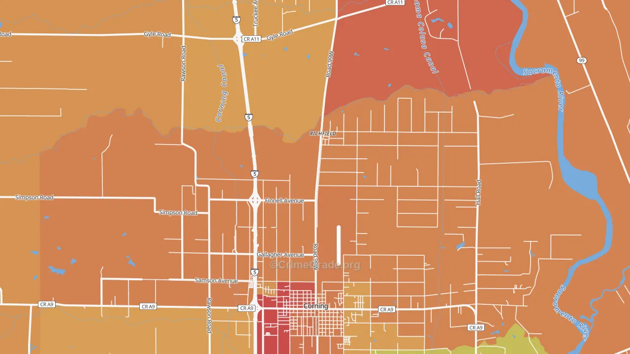 Richfield, CA Map of Burglary Rates