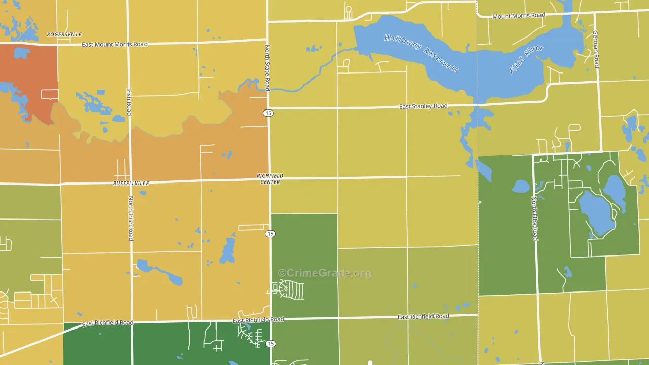 Richfield Center, MI Map of Burglary Rates