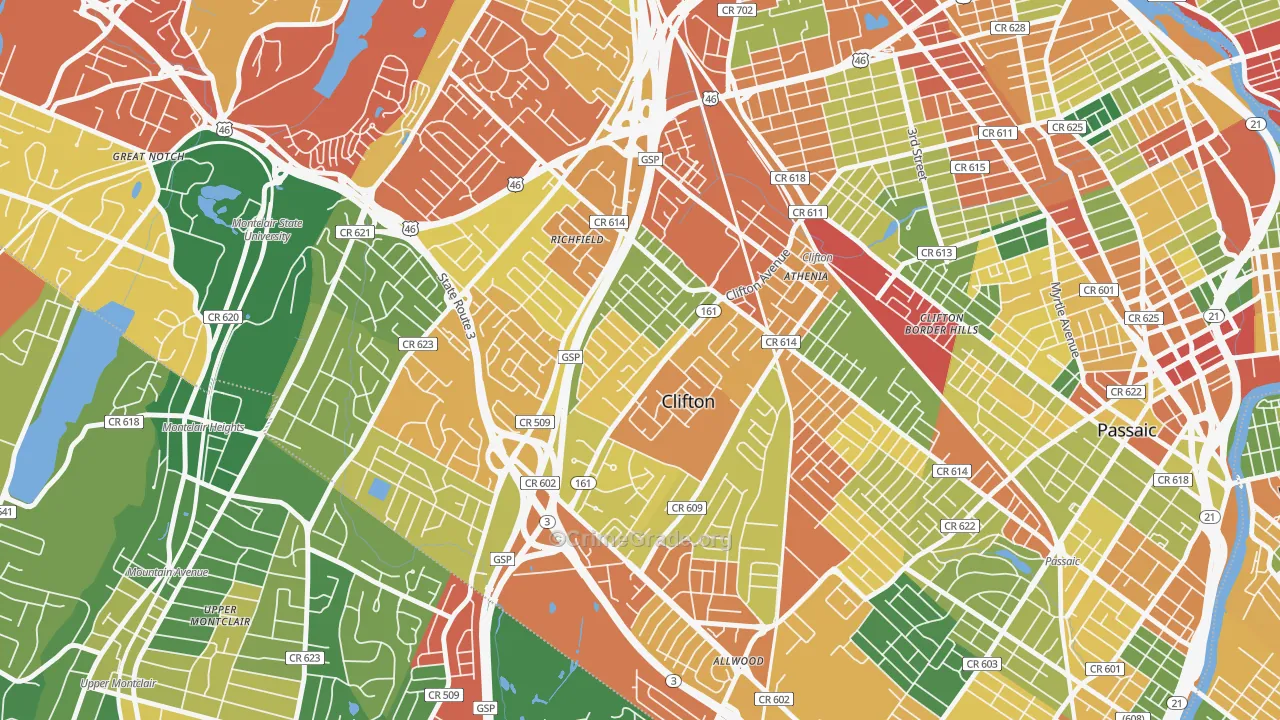 Richfield, Clifton, NJ Map of Burglary Rates