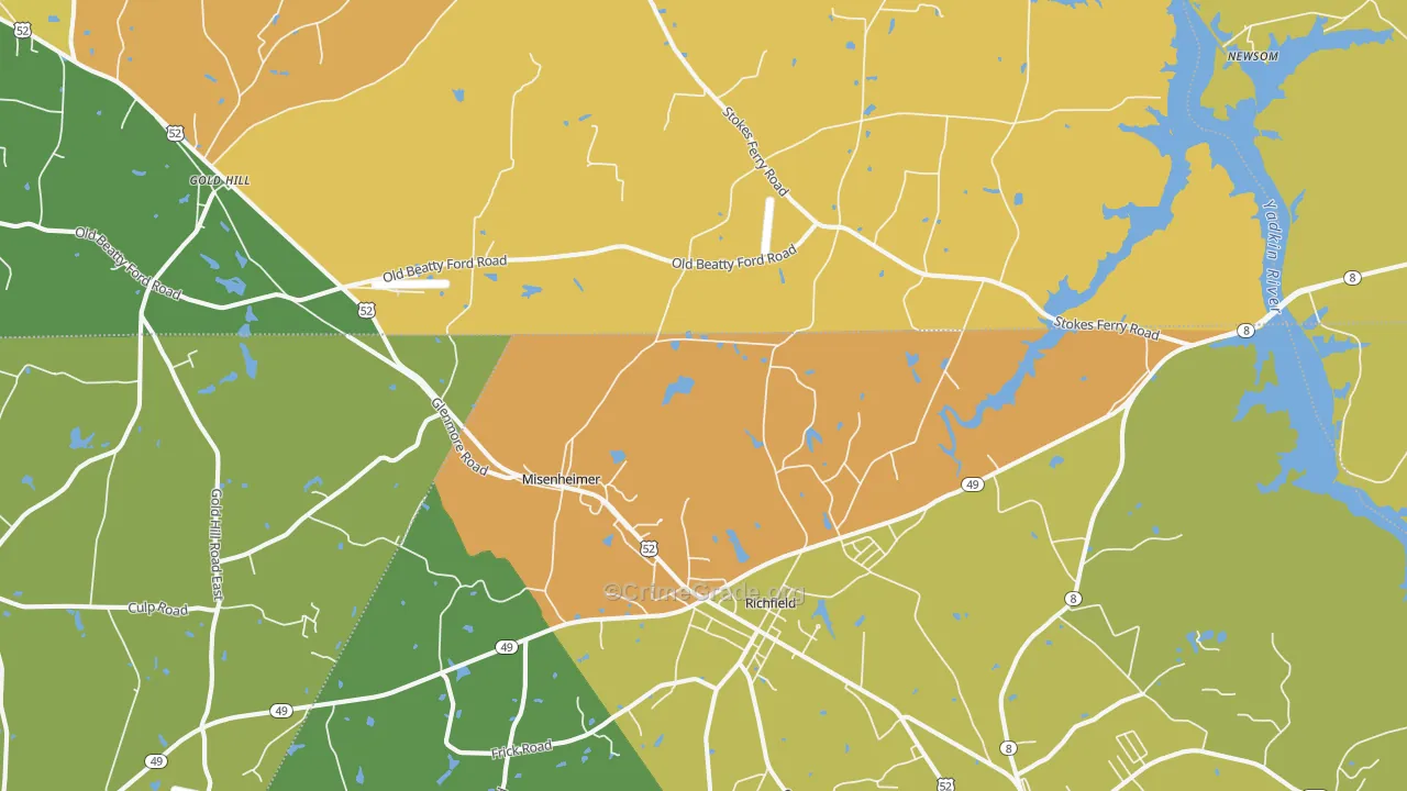 Richfield, NC Map of Burglary Rates