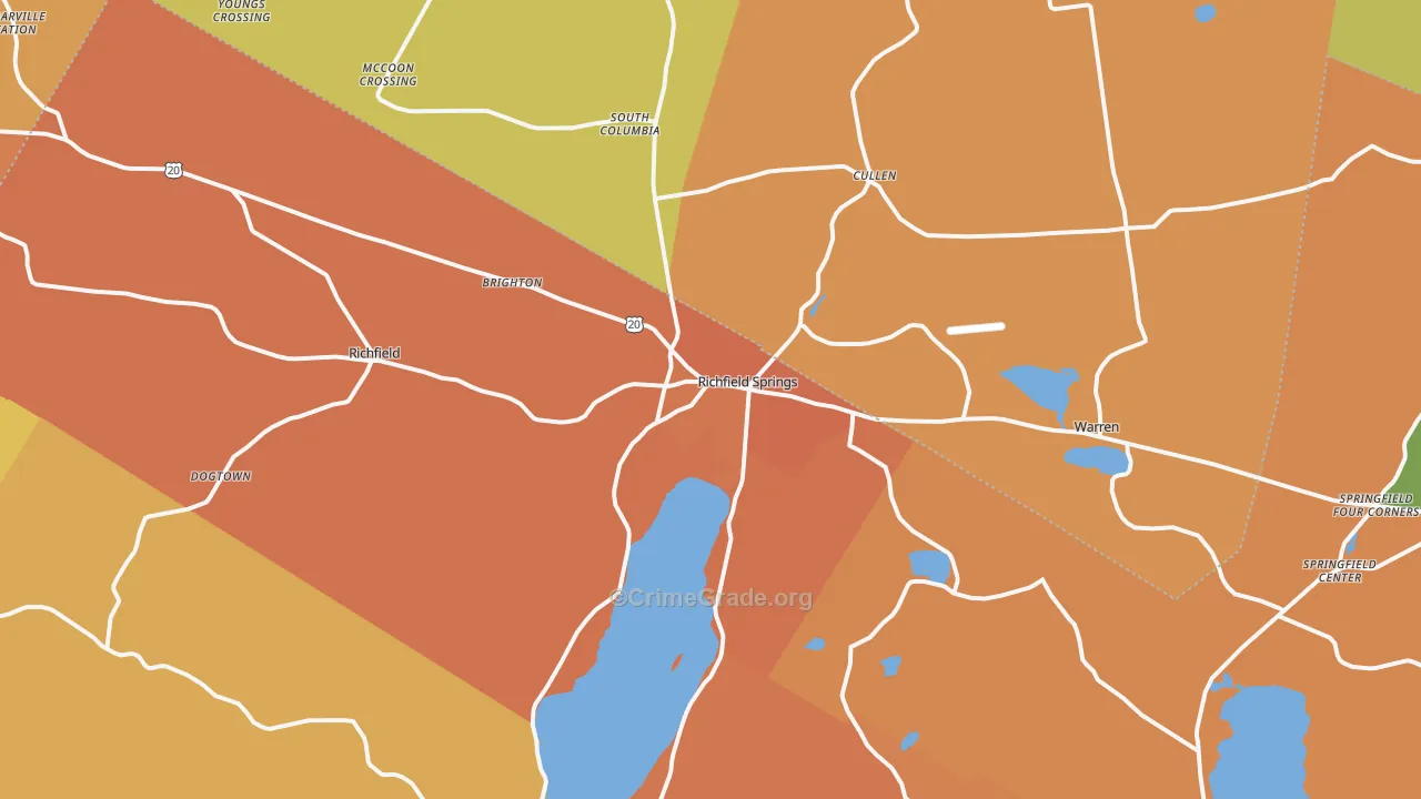 Richfield Springs, NY Map of Burglary Rates