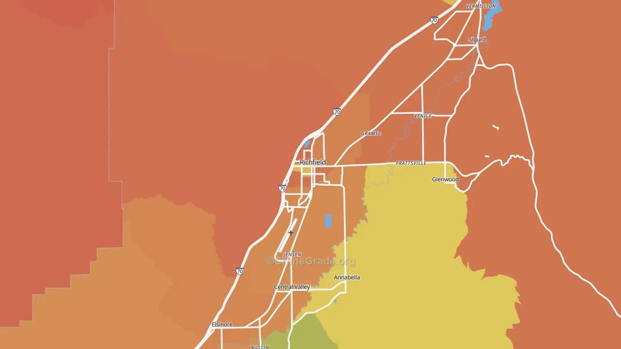 Richfield, UT Map of Burglary Rates