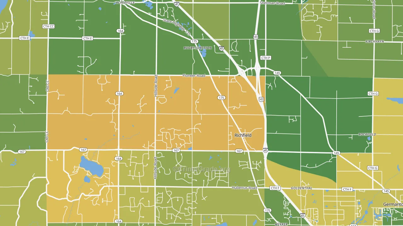 Richfield, WI Map of Burglary Rates
