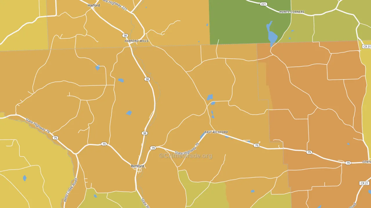 Richford, NY Map of Burglary Rates