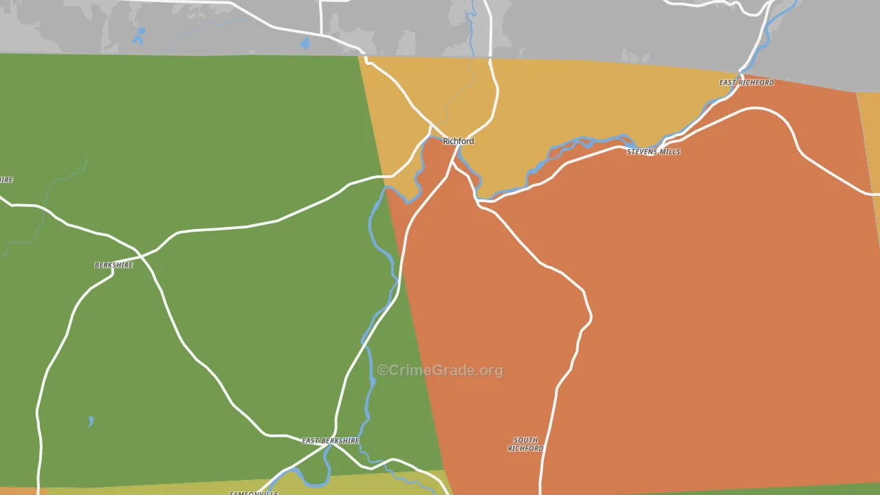 Richford, VT Map of Burglary Rates